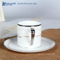 Morden Design Silver Rim Big Bone Chine Blanc Custom imprimé en céramique tasse à thé avec poignée